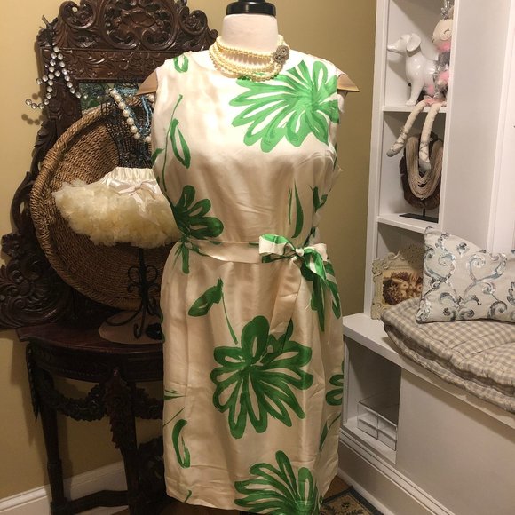 Isaac Mizrahi Dresses & Skirts - Isaac Mizarahi NWT 22W Silk Cream & Green Dress